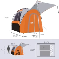 Outsunny Truck Bed Tent for 5'-5.5' Bed with Awning, Portable Pickup Truck Tent for 2-3 Persons, PU 2000mm, Orange(m-3)