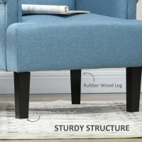 HOMCOM Armchair, Fabric Accent Chair, Modern Living Room Chair with Wood Legs and Rolled Arms for Bedroom, Blue(m-5)