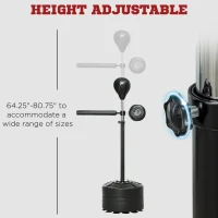 Soozier Free Standing Boxing Bag with Stand, Punching Speed Bag Reaction Bar Challenge with Suction Cups, 64-81in Adjustable Height for Teenagers and Adults, Black(m-5)