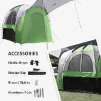 Outsunny Truck Bed Tent for 5'-5.5' Bed with Awning, Portable Pickup Truck Tent for 2-3 Persons, PU 2000mm, Green(m-7)