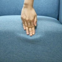 HOMCOM Armchair, Fabric Accent Chair, Modern Living Room Chair with Wood Legs and Rolled Arms for Bedroom, Blue(m-10)