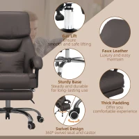 Vinsetto Kneading Massage Office Chair, Reclining Executive Office Chair, PU Leather High Back Computer Chair with Lumbar Cushion, Footrest, Adjustable Height, Dark Brown(m-7)
