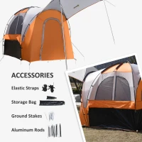 Outsunny Truck Bed Tent for 5'-5.5' Bed with Awning, Portable Pickup Truck Tent for 2-3 Persons, PU 2000mm, Orange(m-7)