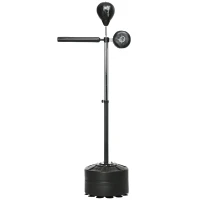 Soozier Free Standing Boxing Bag with Stand, Punching Speed Bag Reaction Bar Challenge with Suction Cups, 64-81in Adjustable Height for Teenagers and Adults, Black(m-1)
