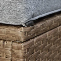 Outsunny 6 Piece Patio Furniture Set Outdoor Wicker Conversation Set All Weather PE Rattan Sectional Sofa Set with Ottoman, Cushions and Tempered Glass Table, Mixed Yellow and Light Gray(m-8)