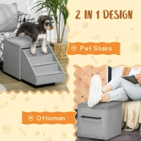 PawHut Multi-purpose Dog Stairs Ottoman, 4-Tier Pet Steps for Small Medium Dogs and Cats, with Storage Compartment, Cushion(m-5)