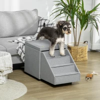 PawHut Multi-purpose Dog Stairs Ottoman, 4-Tier Pet Steps for Small Medium Dogs and Cats, with Storage Compartment, Cushion(m-1)
