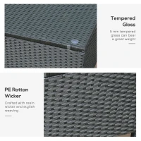 Outsunny Patio Coffee Table, Large Side Table, Hand-Woven PE Rattan, Weather Resistant Wicker, Outdoor Furniture for Garden Black(m-5)