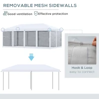 Outsunny 10x20 ft Pop Up Party Tent, Outdoor Canopy with 6 Removable Sidewalls, Weather-Resistant, White(m-5)