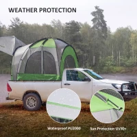 Outsunny Truck Bed Tent for 5'-5.5' Bed with Awning, Portable Pickup Truck Tent for 2-3 Persons, PU 2000mm, Green(m-5)