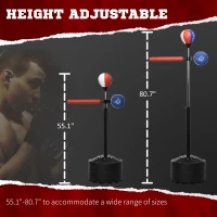 Soozier Free Standing Boxing Bag with Stand, Punching Speed Bag Reaction Bar Challenge with Suction Cups, 64-81in Adjustable Height for Teenagers and Adults, Multi(m-5)