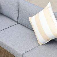 Outsunny 6 Piece Patio Furniture Set Outdoor Wicker Conversation Set All Weather PE Rattan Sectional Sofa Set with Ottoman, Cushions and Tempered Glass Table, Mixed Yellow and Light Gray(m-9)