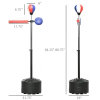 Soozier Free Standing Boxing Bag with Stand, Punching Speed Bag Reaction Bar Challenge with Suction Cups, 64-81in Adjustable Height for Teenagers and Adults, Multi(m-3)