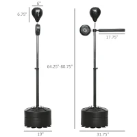 Soozier Free Standing Boxing Bag with Stand, Punching Speed Bag Reaction Bar Challenge with Suction Cups, 64-81in Adjustable Height for Teenagers and Adults, Black(m-3)