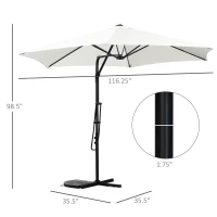Outsunny 10FT Cantilever Umbrella, Offset Patio Umbrella with Cross Base, Switch with a Wrench, Hanging Umbrellas for Deck, Backyard, Pool and Garden, White(m-3)