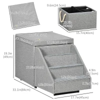 PawHut Multi-purpose Dog Stairs Ottoman, 4-Tier Pet Steps for Small Medium Dogs and Cats, with Storage Compartment, Cushion(m-3)