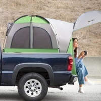 Outsunny Truck Bed Tent for 5'-5.5' Bed with Awning, Portable Pickup Truck Tent for 2-3 Persons, PU 2000mm, Green(m-2)