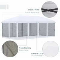 Outsunny 10x20 ft Pop Up Party Tent, Outdoor Canopy with 6 Removable Sidewalls, Weather-Resistant, White(m-3)