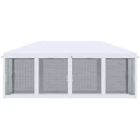 Outsunny 10x20 ft Pop Up Party Tent, Outdoor Canopy with 6 Removable Sidewalls, Weather-Resistant, White(m-9)
