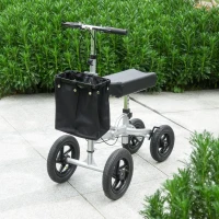 HOMCOM Knee Scooter for Foot Injuries in Adults with Basket Storage, Portable Folding Knee Walker Mobility Scooter for Medical Rehabilitation & Injuries, Silver(m-2)