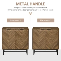 HOMCOM Kitchen Storage Cabinet Buffet Cabinet Sideboard with Chevron Double Doors Adjustable Shelf Set of 2 Walnut(m-7)