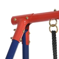 Outsunny 6 In 1 Swing Set for Kids Outdoor, Metal Swing Frame with Saucer Swing, Climbing Frame, Glider, Trapeze Bar, Basketball Hoop(m-9)