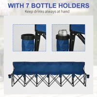 Outsunny 6 Seat Folding Camping Chair with Cup Holder and Carrying Case for Camping, Picnic, Sports Events, Blue(m-6)