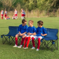 Outsunny 6 Seat Folding Camping Chair with Cup Holder and Carrying Case for Camping, Picnic, Sports Events, Blue