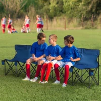 Outsunny 6 Seat Folding Camping Chair with Cup Holder and Carrying Case for Camping, Picnic, Sports Events, Blue(m-1)