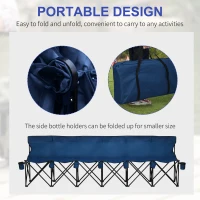 Outsunny 6 Seat Folding Camping Chair with Cup Holder and Carrying Case for Camping, Picnic, Sports Events, Blue(m-7)