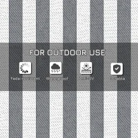 Outsunny Reversible Outdoor Rug, 9' x 12' Waterproof Plastic Straw Floor Mat, Portable RV Camping Carpet, Large Floor Mat for Backyard, Deck, Picnic, Beach, Gray & White Striped(m-6)