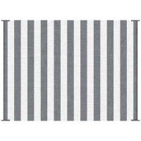 Outsunny Reversible Outdoor Rug, 9' x 12' Waterproof Plastic Straw Floor Mat, Portable RV Camping Carpet, Large Floor Mat for Backyard, Deck, Picnic, Beach, Gray & White Striped