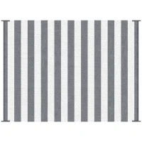 Outsunny Reversible Outdoor Rug, 9' x 12' Waterproof Plastic Straw Floor Mat, Portable RV Camping Carpet, Large Floor Mat for Backyard, Deck, Picnic, Beach, Gray & White Striped(m-1)