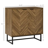 HOMCOM Kitchen Storage Cabinet Buffet Cabinet Sideboard with Chevron Double Doors Adjustable Shelf Set of 2 Walnut(m-3)