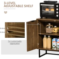 HOMCOM Kitchen Storage Cabinet Buffet Cabinet Sideboard with Chevron Double Doors Adjustable Shelf Set of 2 Walnut(m-6)