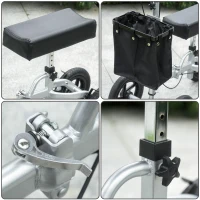 HOMCOM Knee Scooter for Foot Injuries in Adults with Basket Storage, Portable Folding Knee Walker Mobility Scooter for Medical Rehabilitation & Injuries, Silver(m-8)