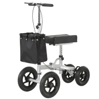 HOMCOM Knee Scooter for Foot Injuries in Adults with Basket Storage, Portable Folding Knee Walker Mobility Scooter for Medical Rehabilitation & Injuries, Silver(m-1)