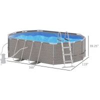 Outsunny Above Ground Swimming Pool, Non-Inflatable Frame Pool, Gray(m-3)