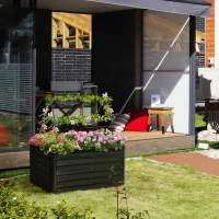 Outsunny 4' x 3' x 2' Raised Garden Bed with Support Rod, Steel Frame Elevated Planter Box, Black(m-2)