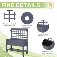 Outsunny 41" Raised Garden Bed Mobile Elevated Wooden Planter Box Stand with Wheels, Trellis and Storage Shelf, Gray(m-7)