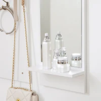 HOMCOM 3-in-1 Hall Tree, Modern Entryway Organizer with Shoe Rack Storage Organizer with Bench, 3-Hook Wall Mounted Coat Rack Wall Organizer with Mirror, for Hallway, White(m-9)