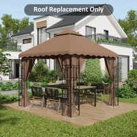 Outsunny 10' x 10' Gazebo Replacement Canopy Cover, 2 Tier Gazebo Roof Replacement TOP ONLY, Brown(m-1)