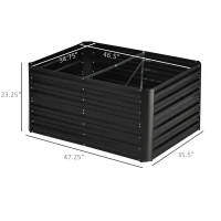 Outsunny 4' x 3' x 2' Raised Garden Bed with Support Rod, Steel Frame Elevated Planter Box, Black(m-3)