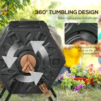 Outsunny Dual Chamber Compost Tumbler Bin, Outdoor Tumbling Composter with 24 Ventilation Openings and Steel Legs, 34.5 Gallon(m-5)