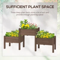 Outsunny 73" x 18" x 32" 3 Tier Raised Garden Bed w/ Three Elevated Planter Box for Vegetables, Herb and Flowers, Coffee(m-6)