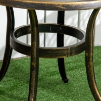 Outsunny Ф23.6" Round Outdoor Side Table, Cast Aluminum Frame Patio Coffee Side Desk for Patio, Garden, Balcony, Bronze(m-9)