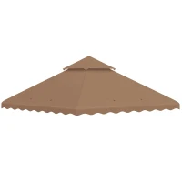 Outsunny 10' x 10' Gazebo Replacement Canopy Cover, 2 Tier Gazebo Roof Replacement TOP ONLY, Brown(m-2)