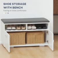 HOMCOM 3-in-1 Hall Tree, Modern Entryway Organizer with Shoe Rack Storage Organizer with Bench, 3-Hook Wall Mounted Coat Rack Wall Organizer with Mirror, for Hallway, White(m-6)