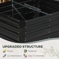 Outsunny 4' x 3' x 2' Raised Garden Bed with Support Rod, Steel Frame Elevated Planter Box, Black(m-5)