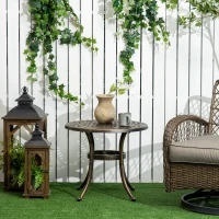 Outsunny Ф23.6" Round Outdoor Side Table, Cast Aluminum Frame Patio Coffee Side Desk for Patio, Garden, Balcony, Bronze(m-1)